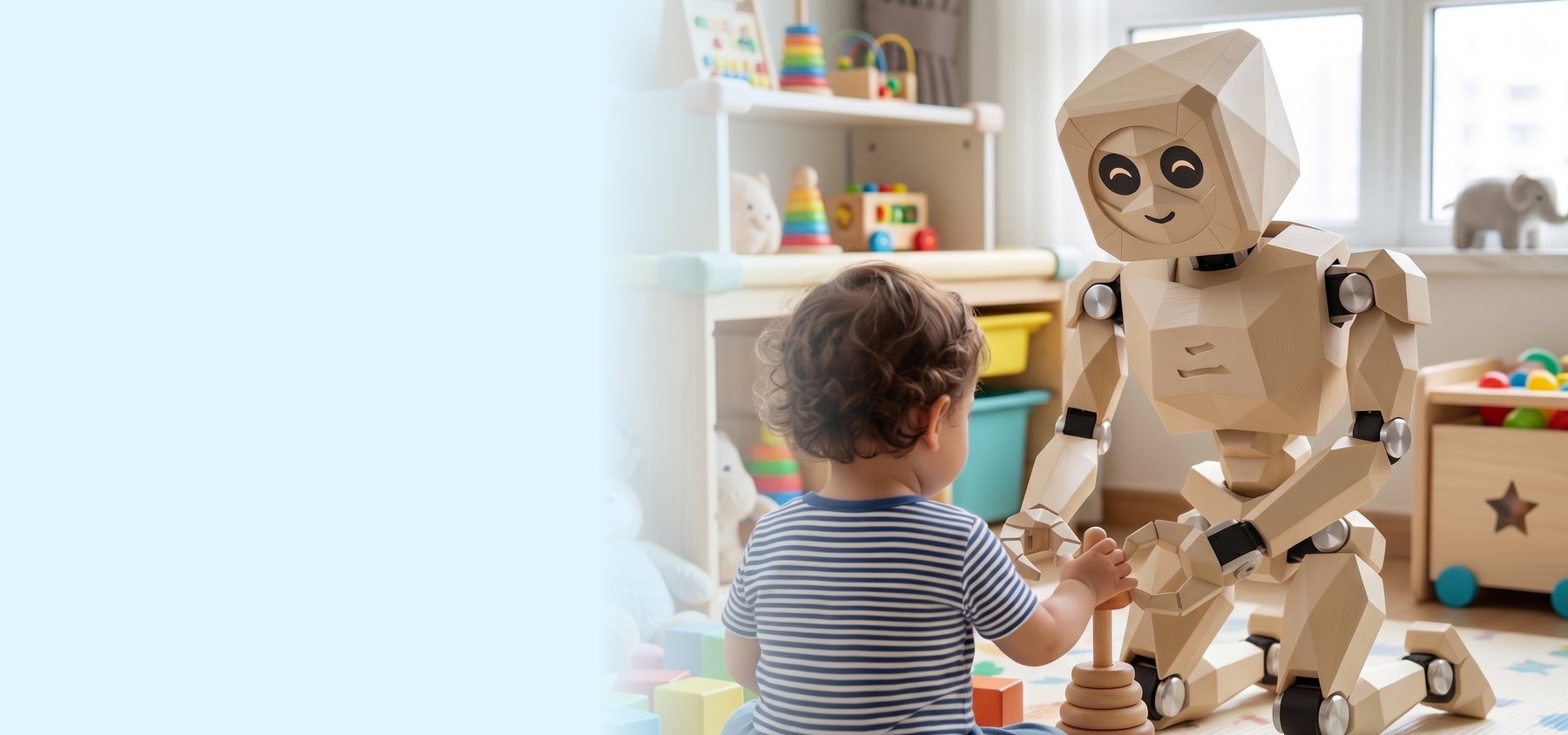 A child playing with the Origami robot