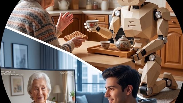 A person playing with a robot